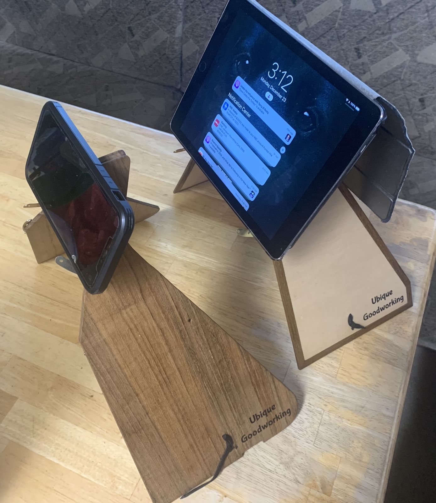 Compact Mobile Stand holding a phone and iPad